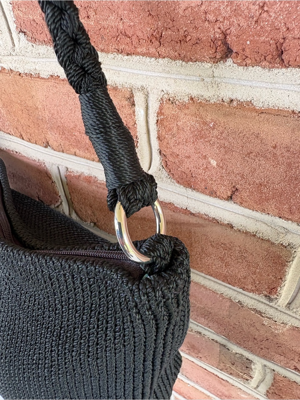 Lina Black Crochet Shoulder Bag with Braided Strap - Picture 6 of 10